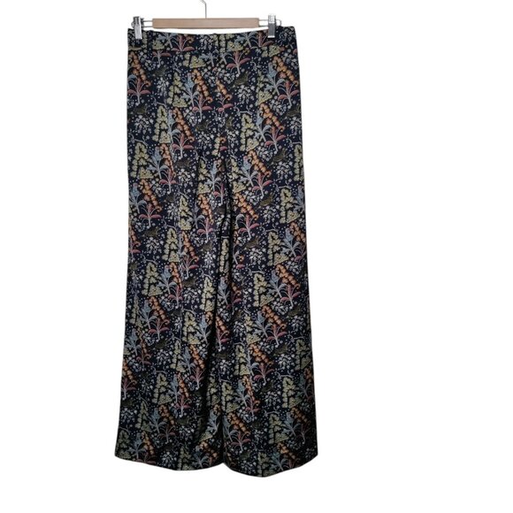 J.Crew Point Sur Jungle Floral Palazzo Pant Size 6 Navy Crepe Wide Leg - Picture 1 of 9